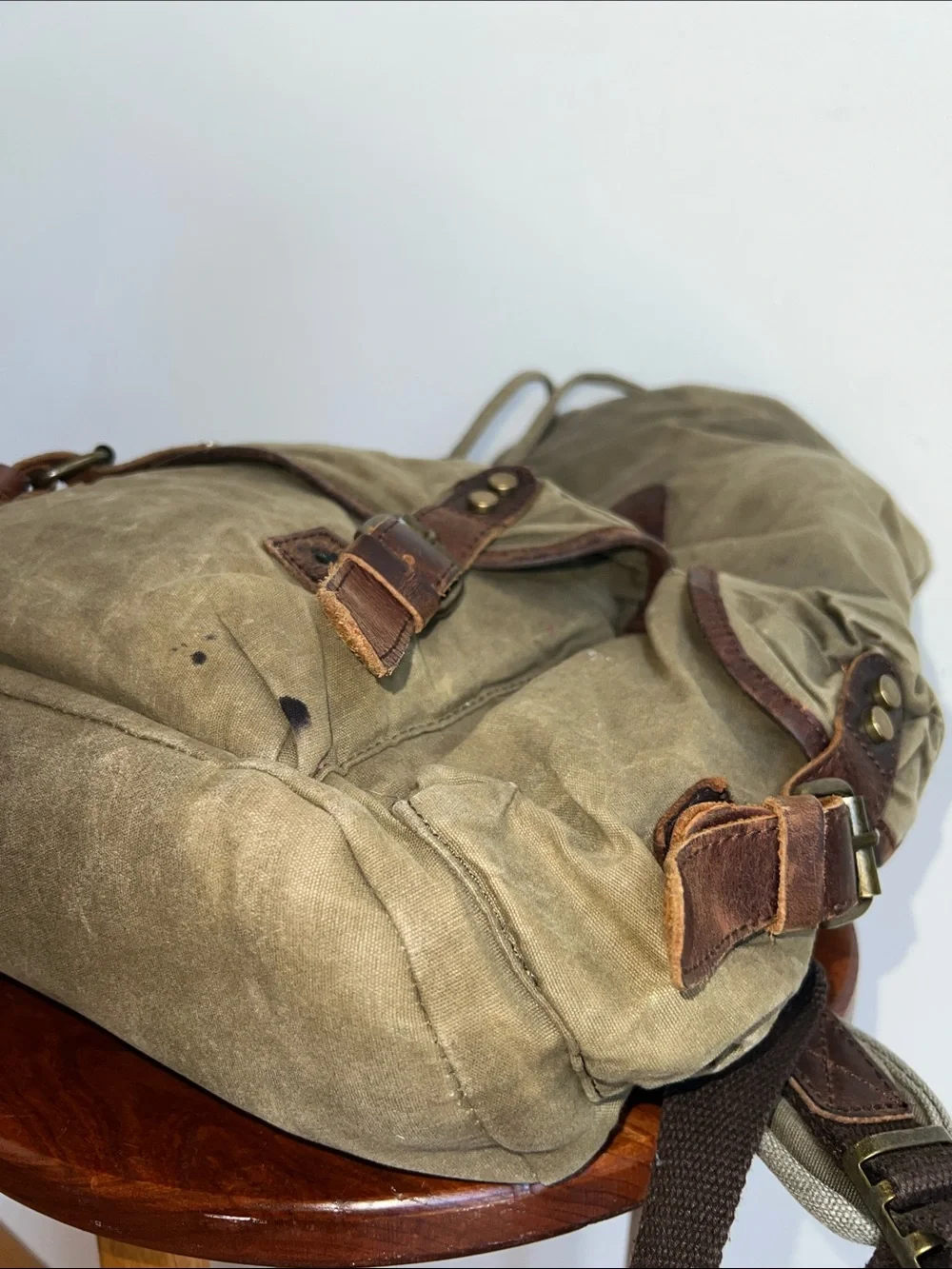 Western Leather Goods lone horse Distressed Canvas Leather Rucksack Backpack